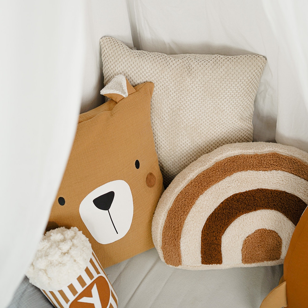 DIY Stoffe Inspiration - Kissen - Bärchen - Regenbogen - Paket - Popcorn - Zimt