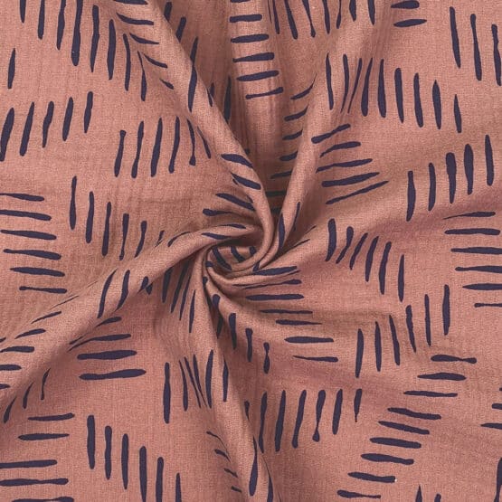 Musselin - Short Stripes - Rusty Rose