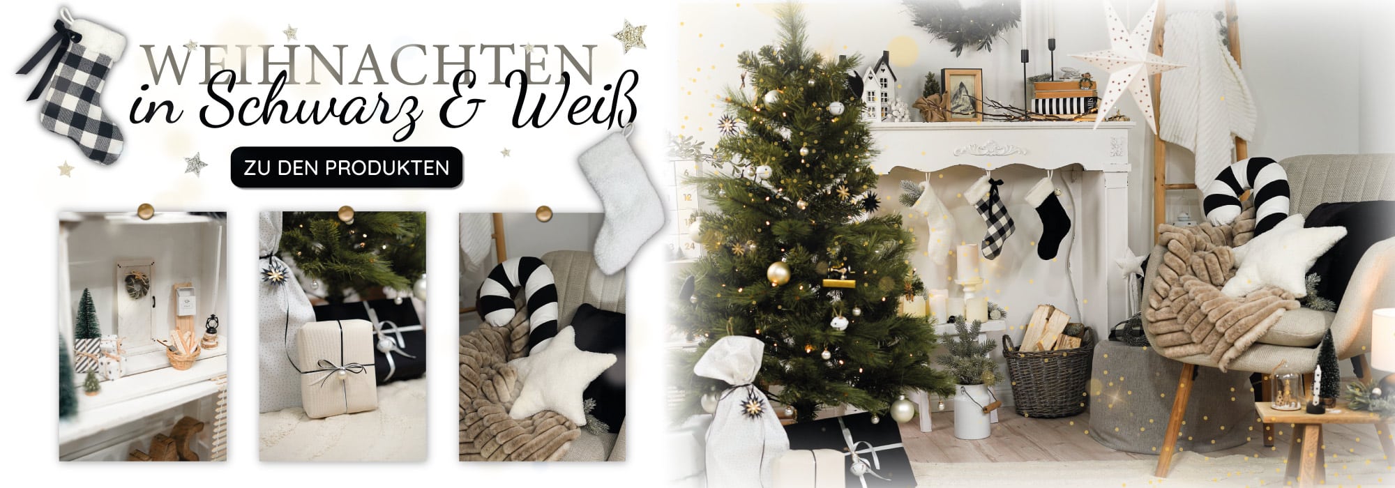 Banner Weihnachten Inspiration Schwarz Weiss