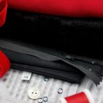 DIY Stoffe Mix - Reißverschluss - Knopf - Label