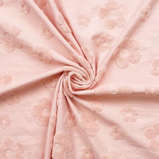 Single Jersey - Jacquard Blumen - Helles Lachs Altrosa