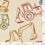 French Terry – Sommersweat – Bunte Baufahrzeuge – Cream Beige