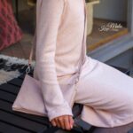 DIY Stoffe Outfit - Strickstoff Waffeloptik Lachs Altrosa meliert