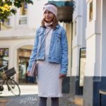 DIY Stoffe Outfit - Strickstoff Waffeloptik Lachs Altrosa meliert