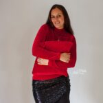 DIY Stoffe Outfit - X-Mas Samt Himberrot - Paillettenstoff Schwarz