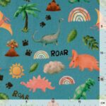 Cretonne merzerisiert - Urzeit Dinos - Helle Jade