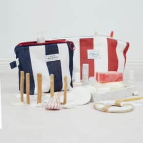 DIY Stoffe Inspiration - Kleine Kosmetiktasche Maritim Blau-Weiß - Rot-Weiß