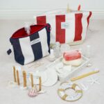 DIY Stoffe Inspiration - Kleine Kosmetiktasche Maritim Blau-Weiß - Rot-Weiß
