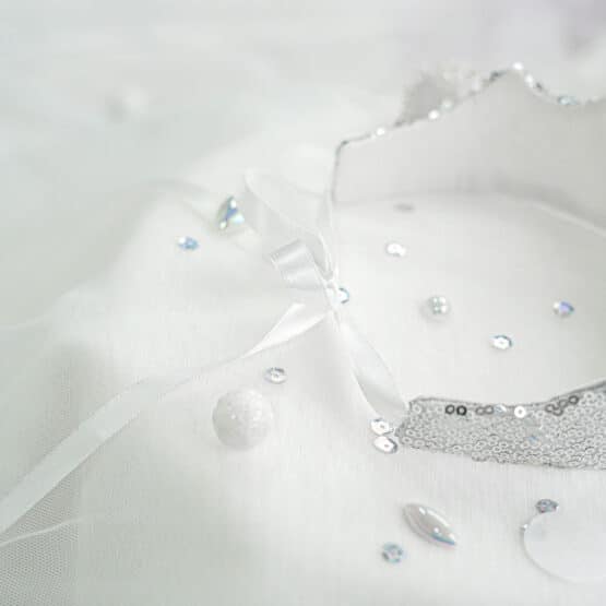 DIY Stoffe Inspiration -Geburtstagskrone - Variante 3 Paillettenstoff Silber