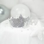 DIY Stoffe Inspiration -Geburtstagskrone - Variante 3 Paillettenstoff Silber