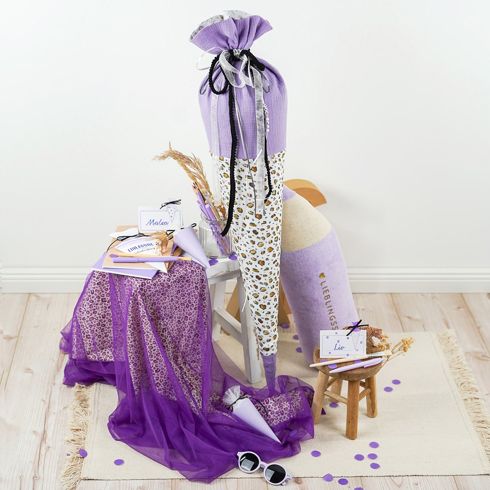 DIY Stoffe Inspiration - Schultüte - Leo - Lavendel - Stift - Kissen -Plott - Bastelvorlage