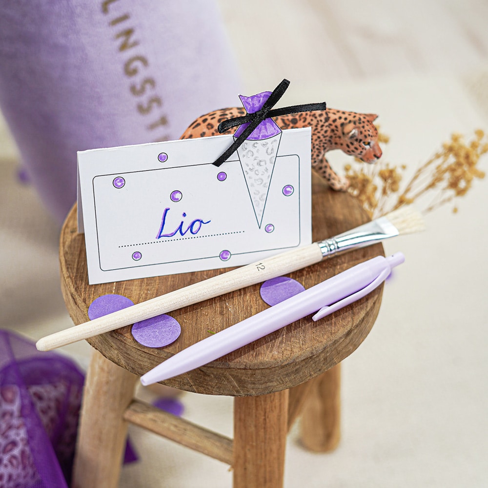 DIY Stoffe Inspiration - Schultüte - Leo - Lavendel - Bastelvorlage