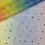 Tüllstoff – Regenbogen Konfettisterne