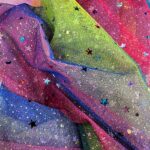 Tüllstoff – Regenbogen Konfettisterne
