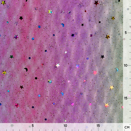 Tüllstoff – Regenbogen Konfettisterne