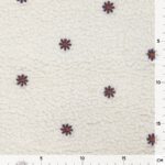 Bouclé Teddyfleece – Kleine gestickte Blumen – Wollweiß