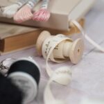 DIY Stoffe Mix - Holzspule - Baumwollband