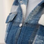 DIY Stoffe Outfit - Wollmix Mantelstoff Mittleres Jeansblau - Schraub Knopf Silber
