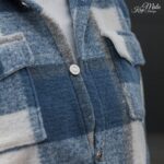 DIY Stoffe Outfit - Wollmix Mantelstoff Mittleres Jeansblau - Schraub Knopf Silber