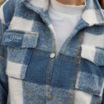 DIY Stoffe Outfit - Wollmix Mantelstoff Mittleres Jeansblau - Schraub Knopf Silber