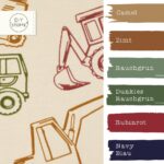 Farbkombi - French Terry Baufahrzeuge Cream Beige