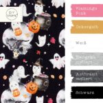 Farbkombi - French Terry Kleine Geister Kürbisse