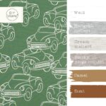 Farbkombi - French Terry Leichter Kuschelsweat Sketched Cars Leaf Green