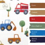 Farbkombi - Single Jersey Feuerwehr Traktor Autos Rauchgrün Zimt