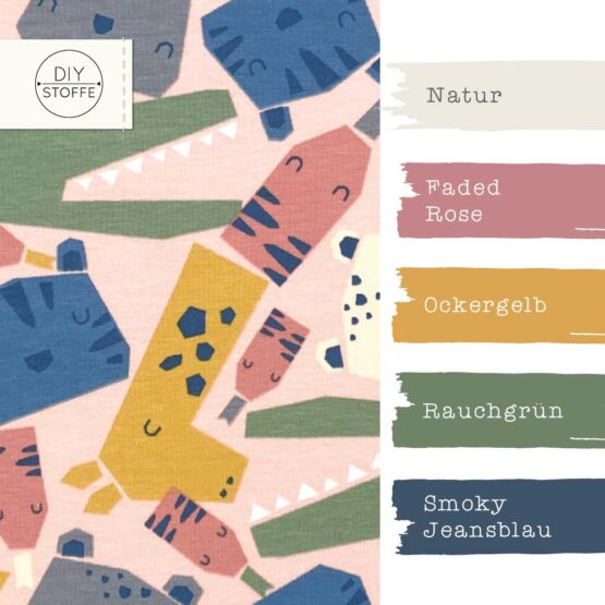 Farbkombi - Single Jersey Funky Animals Rosa
