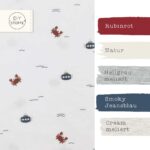 Farbkombi - Single Jersey Krabben U Boote Cremeweiss