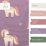 Farbkombi - Single Jersey Magische Einhörner Lilac Berry