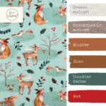 Farbkombi - Single Jersey Waldtiere Helles Altmintgruen