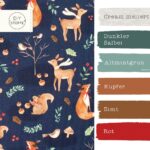 Farbkombi - Single Jersey Waldtiere Navyblau