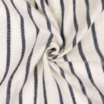 Musselin Dunkelblaue Streifen – Helles Natur