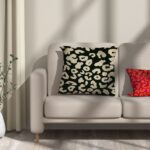 Leichter Canvas Großes Leomuster Beige Kissen