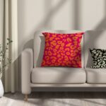 Leichter Canvas Großes Leomuster Pink Orange Kissen