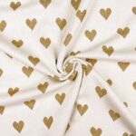 Jacquard Jersey – Goldene Herzen – Helles Natur