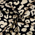 Leichter Canvas – Großes Leomuster – Schwarz/ Dunkler Sand