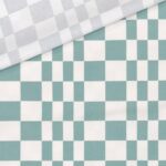 Single Jersey - Crazy Chessboard - Staubweiß/ Dark Mint
