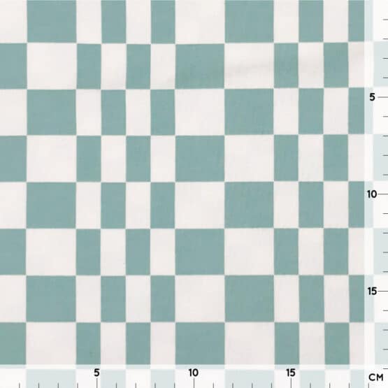 Single Jersey - Crazy Chessboard - Staubweiß/ Dark Mint