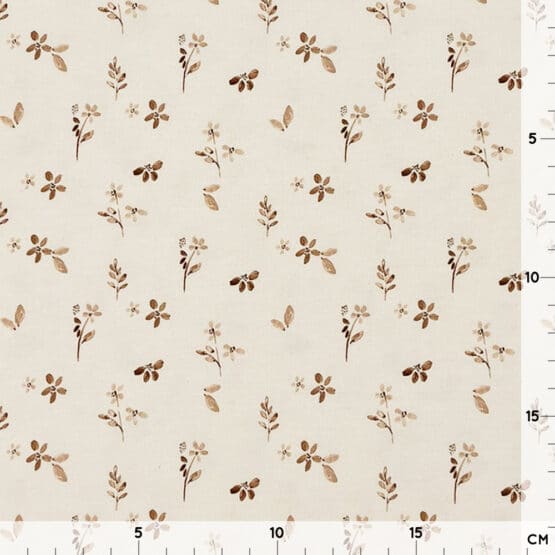 Single Jersey – Little Small Brown Flowers – Helles Natur