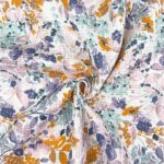 Waffelpique – Blütenmeer Lila Mint Kupfer – Staubweiß