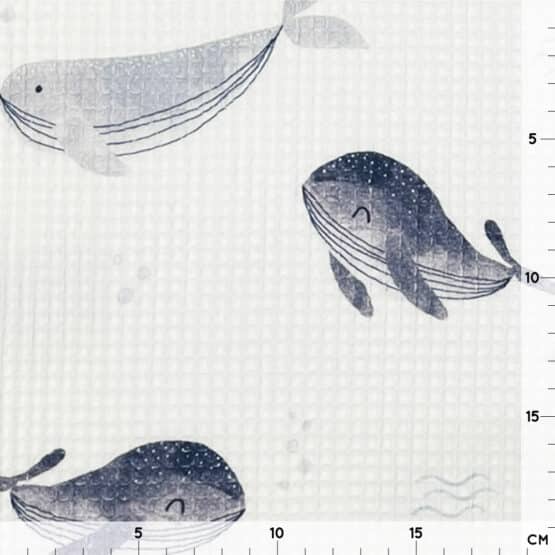 Waffelpique - Whales - Warmweiß