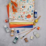 DIY Stoffmix - Stoffmalfarbe - Pinsel - Stempel - Patch - Label - Garn