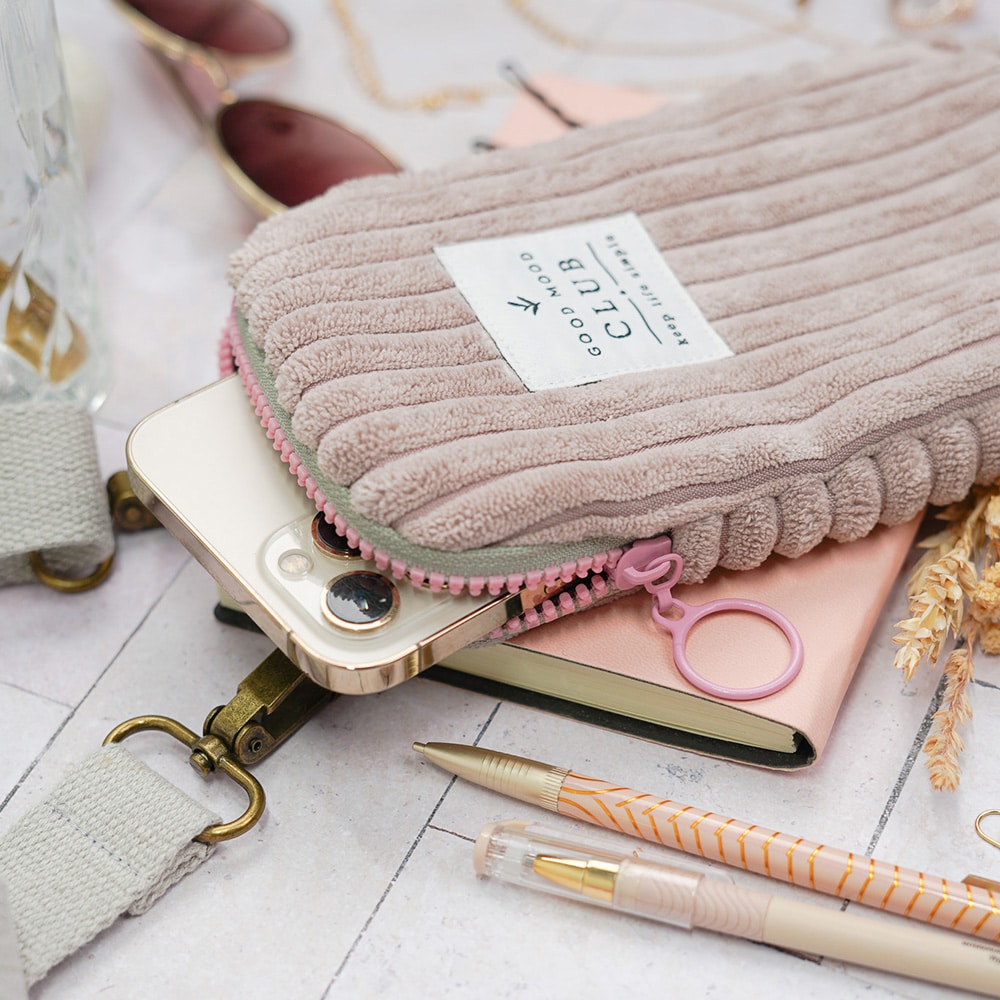DIY Stoffe Inspiration - Handytasche Velvet Breitcord Helles Altrosa