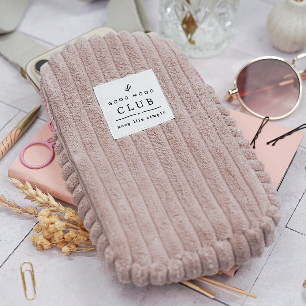 DIY Stoffe Inspiration - Handytasche  Velvet Breitcord Helles Altrosa DIY Stoffe Inspiration - Handytasche Velvet Breitcord Helles Altrosa