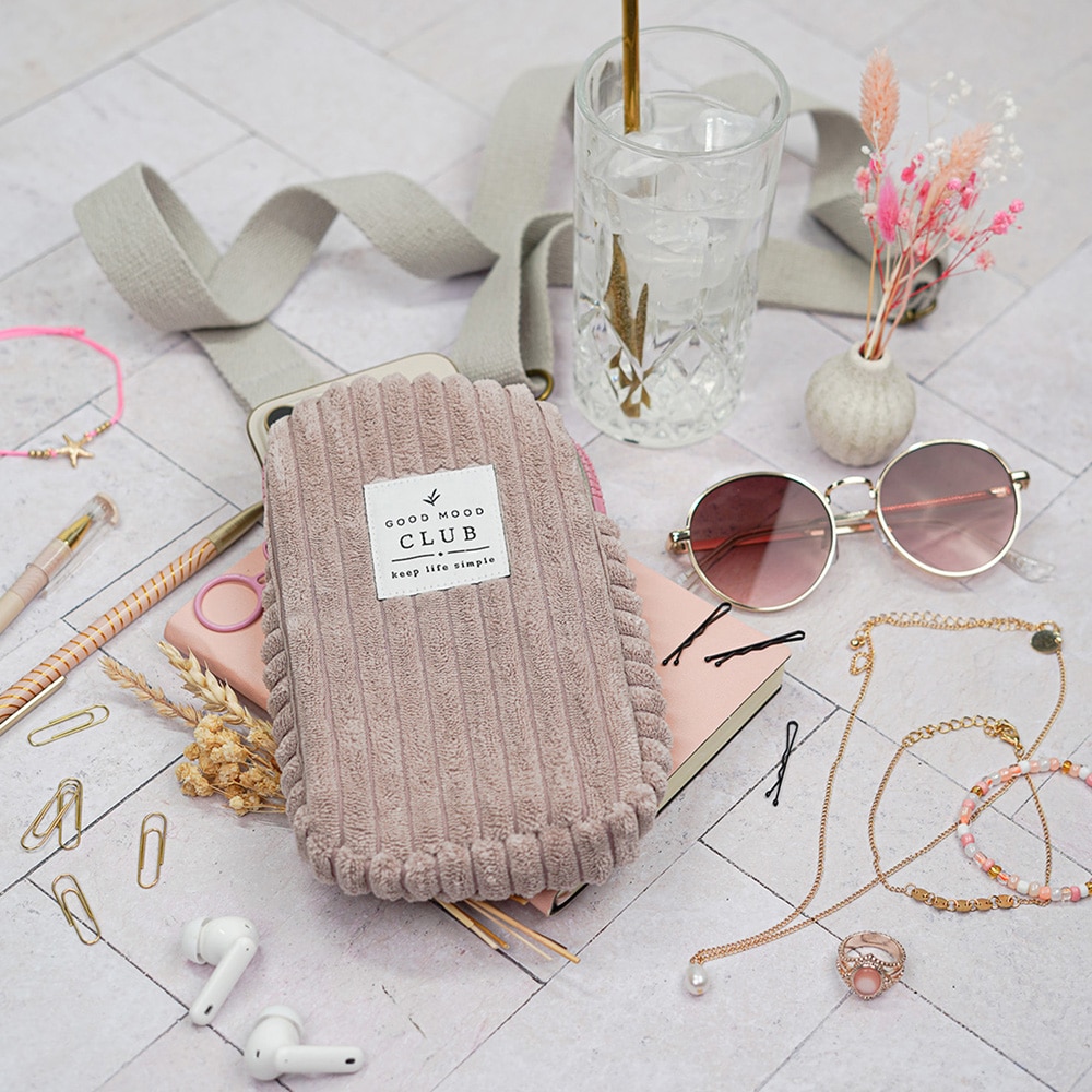 DIY Stoffe Inspiration - Handytasche Velvet Breitcord Helles Altrosa