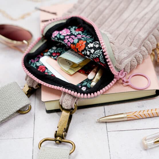DIY Stoffe Inspiration - Handytasche Velvet Breitcord Helles Altrosa