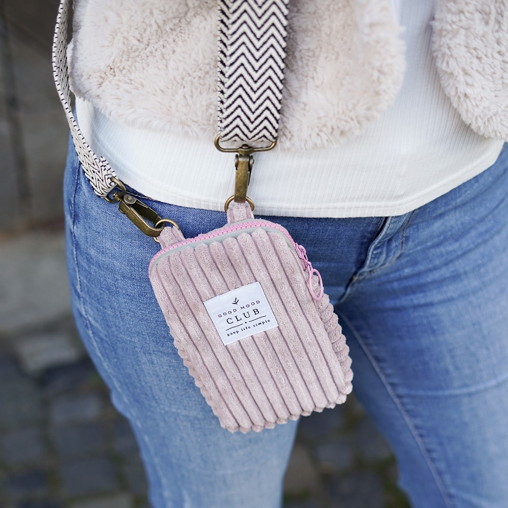 DIY Stoffe Inspiration - Handytasche Velvet Breitcord Helles Altrosa