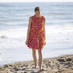 Musselin – Splash Flowers – Helles Pink/Dunkles Orange